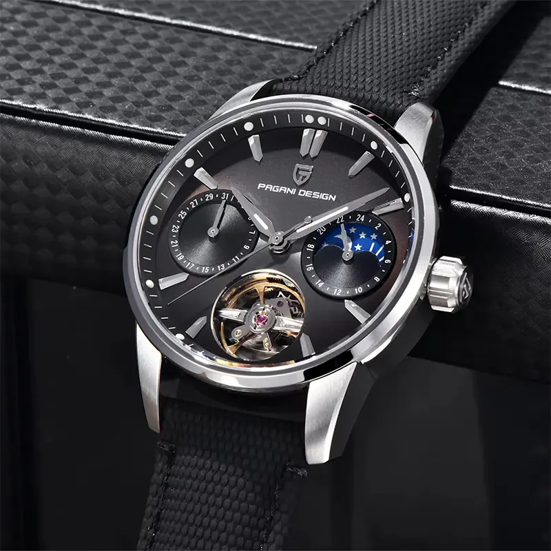 Pagani Design Tourbillon Moonphase Dark Gray Dial Men's Watch- PD-YS021